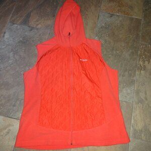 Columbia Vest Women 1X Thermal Coil full Zipper Hooded quilted/polar fleece